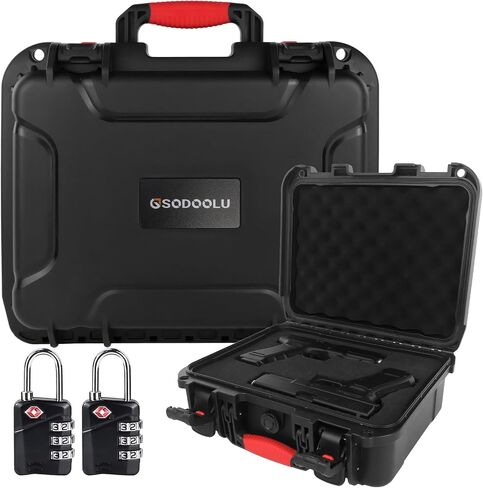 TSA Approved Gun Case Lockable for 1-4 Pistols, Waterproof Pistol Carrying Case, Shockproof Air Travel Hard Shell Firearm Case for Handguns, Potable Carrying Safe Case with 2 TSA Locks in Saudi Arabia