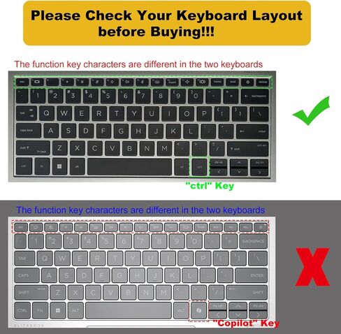 2PCS Keyboard Cover Skin for 2022 2023 HP EliteBook 830 835 840 845 1040 G9 G10 Notebook 13.3 14 inch, HP EliteBook 13.3 14 inch Keyboard Protector(Not fit 840 845 1040 G8 G7 G6 G5 G4 G3),Black+Clear in Saudi Arabia