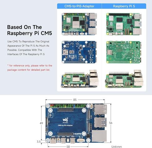 لوحة قاعدة Nano (B) لوحدة حساب Raspberry Pi 5، بنفس حجم CM5، مع واجهات طرفية متعددة، لوحة قاعدة لـ CM5 Lite/eMMC، موصل Gigabit Ethernet RJ45 @XYGStudy (CM5-NANO-B) in Kuwait