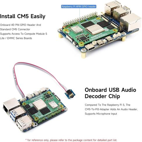 لوحة قاعدة Nano (B) لوحدة حساب Raspberry Pi 5، بنفس حجم CM5، مع واجهات طرفية متعددة، لوحة قاعدة لـ CM5 Lite/eMMC، موصل Gigabit Ethernet RJ45 @XYGStudy (CM5-NANO-B) in Kuwait