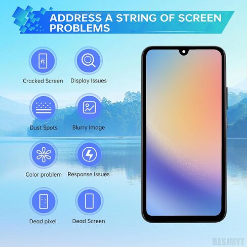 لاستبدال شاشة Samsung Galaxy A34 مع إطار شاشة LCD Displate Touch Digitizer التجميع الكامل وزر الجانبي أدوات مياه الأذن MOTING MOTION ALTERS KIT A346E A346B A346M in Saudi Arabia