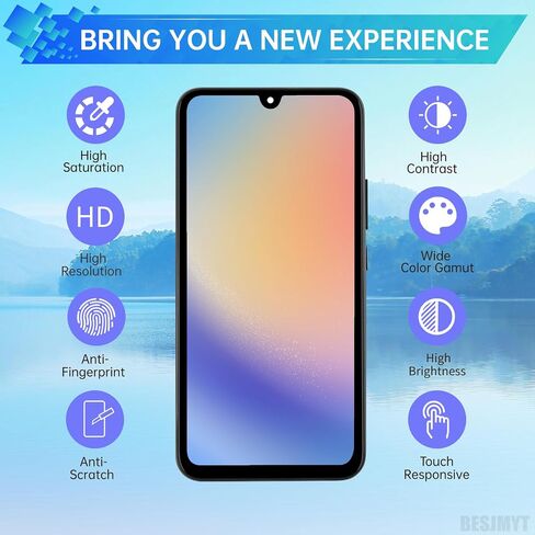 لاستبدال شاشة Samsung Galaxy A34 مع إطار شاشة LCD Displate Touch Digitizer التجميع الكامل وزر الجانبي أدوات مياه الأذن MOTING MOTION ALTERS KIT A346E A346B A346M in Saudi Arabia