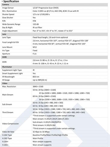 CMIP7382NW-28M 8MP/4K H.265+ 2.8 ملم عدسة 100 قدم WDR MicroSD VANDAL DOME كاميرا IP in Saudi Arabia