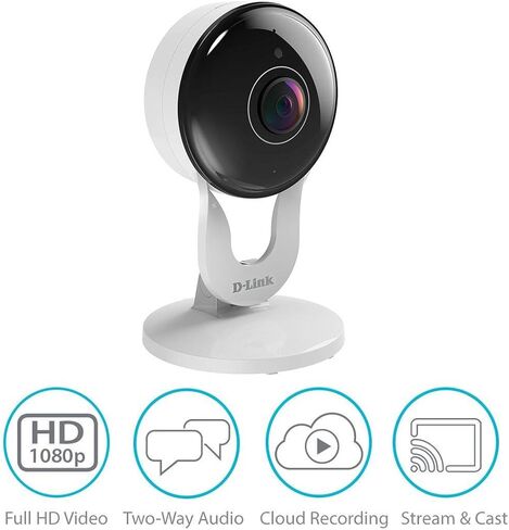 D-Link 1080p Wi-Fi Camera Indoor Camera ، Comple HD HD 137 Degree Wi-Fi Camera ، التسجيل السحابي ، الصوت في اتجاهين ، اكتشاف الحركة ، الرؤية الليلية ، متوافقة مع Alexa (DCS-8300LH) (متجدد) in Saudi Arabia