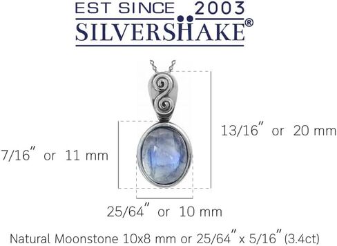Silvershake حجر القمر الطبيعي 925 من الفضة الاسترليني وقلادة سوليتير حلزونية in Saudi Arabia