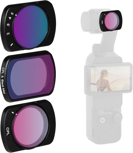 3-Piece Lens Filter Set for DJI Osmo Pocket 3, Magnetic Multi-Coated HD Optical Glass CPL & Black Diffusion 1/4 Action Camera Filter Set Accessories Compatible with DJI Osmo Pocket 3 in Saudi Arabia