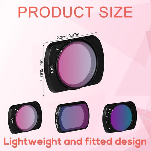 3-Piece Lens Filter Set for DJI Osmo Pocket 3, Magnetic Multi-Coated HD Optical Glass CPL & Black Diffusion 1/4 Action Camera Filter Set Accessories Compatible with DJI Osmo Pocket 3 in Saudi Arabia