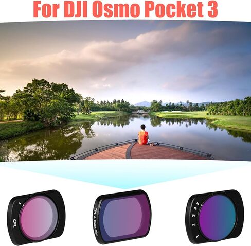 3-Piece Lens Filter Set for DJI Osmo Pocket 3, Magnetic Multi-Coated HD Optical Glass CPL & Black Diffusion 1/4 Action Camera Filter Set Accessories Compatible with DJI Osmo Pocket 3 in Saudi Arabia