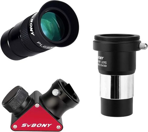 SVBONY 40mm 1.25 inches Plossl Telescope Eyepiece 40 Degree, and 2X Barlow Lens, 1.25 inch Barlow Lens Bundle with SV188P Dielectric Mirror Star Diagonal, 90 Degree Mirror Diagonal in Saudi Arabia