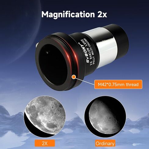 SVBONY 40mm 1.25 inches Plossl Telescope Eyepiece 40 Degree, and 2X Barlow Lens, 1.25 inch Barlow Lens Bundle with SV188P Dielectric Mirror Star Diagonal, 90 Degree Mirror Diagonal in Saudi Arabia
