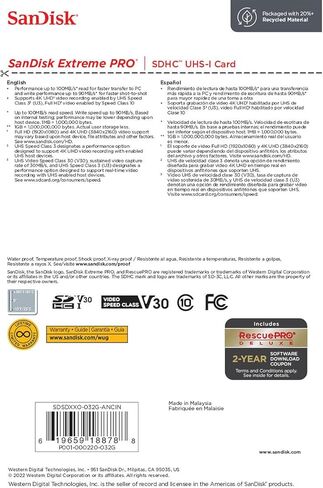 SanDisk Extreme PRO 32GB UHS-I U3 SDHC Memory Card in Saudi Arabia
