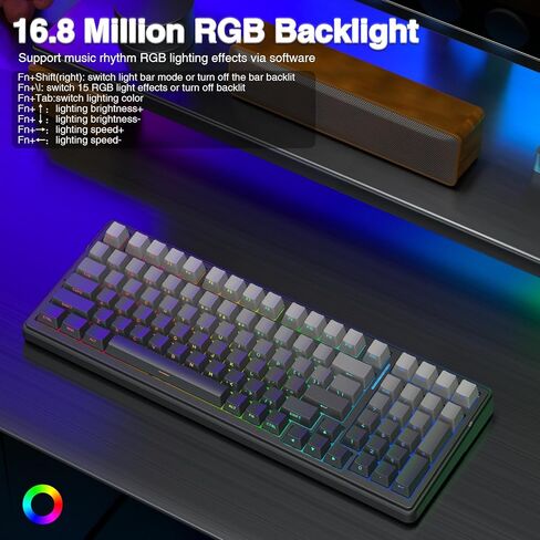 Aula F99 Pro Wireless Mechanical Keyboard ، لوحة مفاتيح مخصصة قابلة للتبديل الساخنة ، الإضاءة الخلفية RGB ، مفاتيح خطية خطية مسبقًا ، مفاتيح ألعاب ميكانيكية 2.4 جيجا هرتز/USB-C/BT5.0 (متجددة) in Kuwait