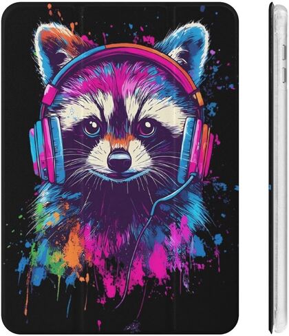 Music Enjoy Raccoon Case with Pen Holder Slim Lightweight Trifold Stand Compatible with iPad mini 4/5/6 Mini4/5（7.9in） in Kuwait