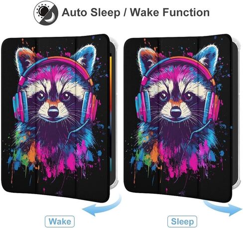 Music Enjoy Raccoon Case with Pen Holder Slim Lightweight Trifold Stand Compatible with iPad mini 4/5/6 Mini4/5（7.9in） in Kuwait