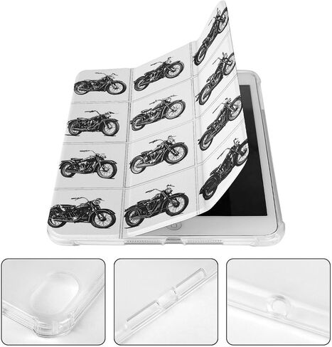 علبة الدراجات النارية بالأبيض والأسود مع حامل القلم رفيع الوزن ثلاثي الأوزان متوافق مع iPad Mini 4/5/6 Mini6 （8.3in） in Kuwait