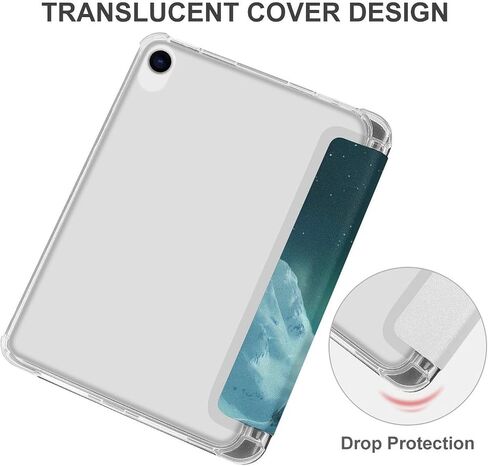 الذئب الثلجي مع حالة Aurora Borealis مع حامل القلم Trifold Trifold Slim متوافق مع iPad Mini 4/5/6 Mini6 （8.3in） in Kuwait