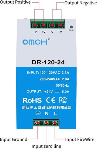 DIN-Rail Power Supply, 120W AC to DC, 24V 5A (DR-120-24) in Kuwait