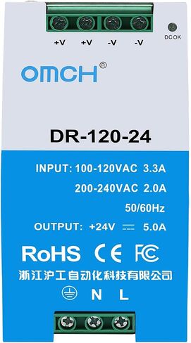 DIN-Rail Power Supply, 120W AC to DC, 24V 5A (DR-120-24) in Kuwait