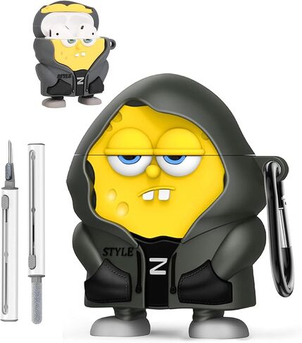 لغطاء AirPods 4 (الجيل الرابع) غطاء الحالة ، Cartoon 3d Funny Ocean Sponge Hero Silicone Skin Cover for Airpods 4 ، مع Keychain & Cleaner Kit in Kuwait