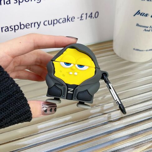 لغطاء AirPods 4 (الجيل الرابع) غطاء الحالة ، Cartoon 3d Funny Ocean Sponge Hero Silicone Skin Cover for Airpods 4 ، مع Keychain & Cleaner Kit in Kuwait