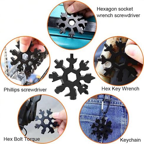 19 in 1 Snowflake Multi Tool for Man, Stainless Steel Snowflake Multitool for Father, Husband, Boyfriend, Snowflakes Bottle Opener/Screwdriver Kit/Wrench Kit, Durable and Easy To Carry in Saudi Arabia
