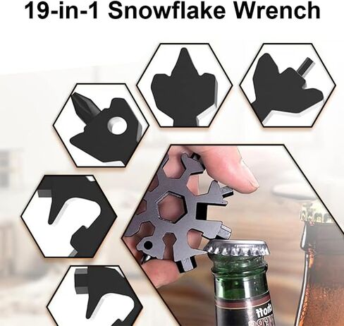19 in 1 Snowflake Multi Tool for Man, Stainless Steel Snowflake Multitool for Father, Husband, Boyfriend, Snowflakes Bottle Opener/Screwdriver Kit/Wrench Kit, Durable and Easy To Carry in Saudi Arabia