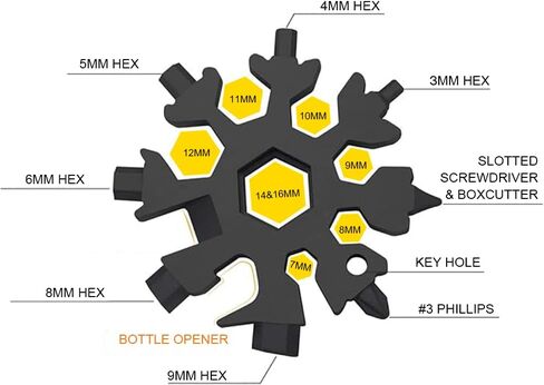 19 in 1 Snowflake Multi Tool for Man, Stainless Steel Snowflake Multitool for Father, Husband, Boyfriend, Snowflakes Bottle Opener/Screwdriver Kit/Wrench Kit, Durable and Easy To Carry in Saudi Arabia