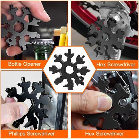 19 in 1 Snowflake Multi Tool for Man, Stainless Steel Snowflake Multitool for Father, Husband, Boyfriend, Snowflakes Bottle Opener/Screwdriver Kit/Wrench Kit, Durable and Easy To Carry in Saudi Arabia