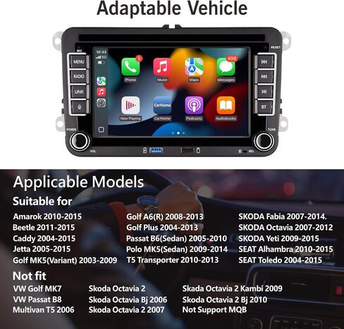 سيارات راديو لـ VW Polo Golf 5 6 Skoda Touran Jetta Passat Polo Seat Mit Carplay Android Auto Bluetooth in Kuwait
