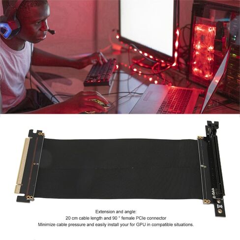Zjchao PCIe 3.0 x16 GPU Extender Riser Cable 20cm ذكر أسود إلى أنثى لـ GTX1080 GTX1080TI RTX2060 RTX2080 RX570 تمديد سطح المكتب in Saudi Arabia