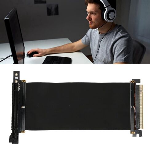 Zjchao PCIe 3.0 x16 GPU Extender Riser Cable 20cm ذكر أسود إلى أنثى لـ GTX1080 GTX1080TI RTX2060 RTX2080 RX570 تمديد سطح المكتب in Saudi Arabia