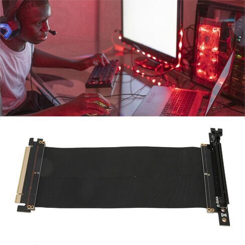 Zjchao PCIe 3.0 x16 GPU Extender Riser Cable 20cm ذكر أسود إلى أنثى لـ GTX1080 GTX1080TI RTX2060 RTX2080 RX570 تمديد سطح المكتب in Saudi Arabia