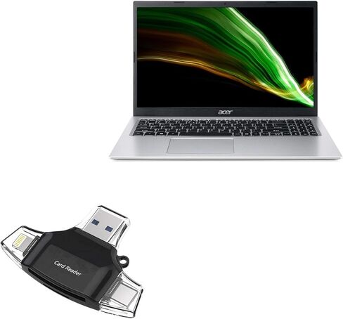 BoxWave Smart Gadget Compatible with Acer Aspire 3 (A315-58) - AllReader SD Card Reader, microSD Card Reader SD Compact USB - Jet Black in Saudi Arabia