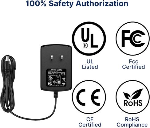 Hiseeu 12V 1A Power Supply, AC 100-240V to DC 12V 1A 1000mA Power Adapter w/5.5x2.1mm Tips, FCC, UL-Listed, 10 Feet Power Cord for Security Cameras, Router, LED Strip Light, Home Appliances, Scanner in Saudi Arabia