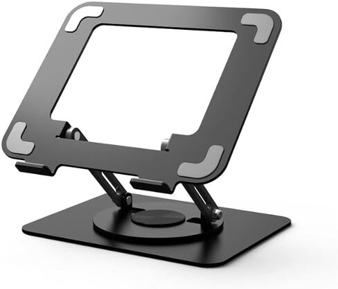 360 ° حامل كمبيوتر محمول دوار-أجهزة كمبيوتر محمولة قابلة للطي قابلة للطي وقابلة للطي للمحمولة المحمولة لـ MacBook Pro/Air ، Dell ، HP ، 10-16 "، تدعم ما يصل إلى 10 كجم ، معدن أسود in Kuwait