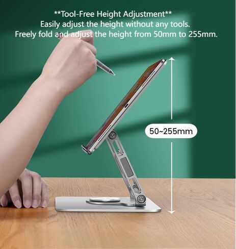 360 ° حامل كمبيوتر محمول دوار-أجهزة كمبيوتر محمولة قابلة للطي قابلة للطي وقابلة للطي للمحمولة المحمولة لـ MacBook Pro/Air ، Dell ، HP ، 10-16 "، تدعم ما يصل إلى 10 كجم ، معدن أسود in Kuwait