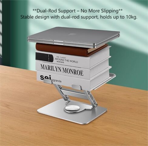 360 ° حامل كمبيوتر محمول دوار-أجهزة كمبيوتر محمولة قابلة للطي قابلة للطي وقابلة للطي للمحمولة المحمولة لـ MacBook Pro/Air ، Dell ، HP ، 10-16 "، تدعم ما يصل إلى 10 كجم ، معدن أسود in Kuwait