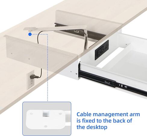 Under Desk Drawer with Lock, 16 inch Under Mount Desk Drawer Slide Out, Metal Sliding Under Desk Mounted Pull Out Lockable Drawer, Biometric Locking Undermount Desk Drawer for Office Desk White in Saudi Arabia