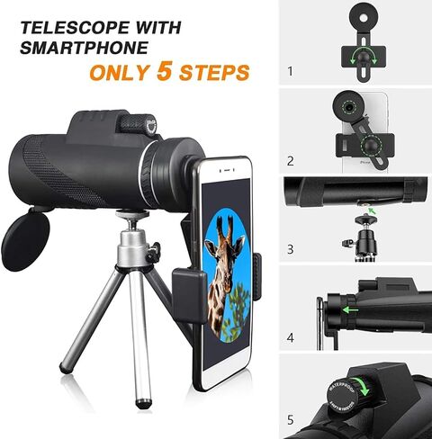 Monoculars Telescope High Power Telescope 40x60 Monocular High Powered Telescope Mobile Phone Telescope, Great for Bird Watching Hiking Camping Wildlife for Adult Binoculars in Saudi Arabia