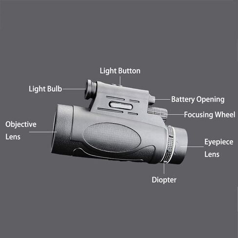 مناظير محمولة عالية الطاقة 10x40 مع BAK4 PRISM LENS أحادي المصباح والضوء الليلي ومحول الهواتف الذكية والهواتف الذكية وترايبود in Saudi Arabia