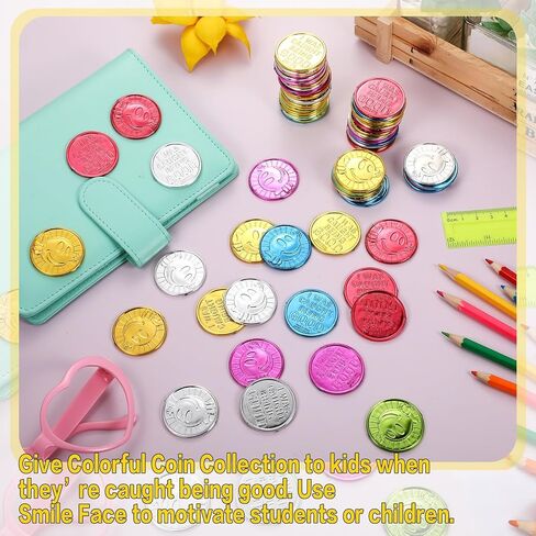 Jerify 500 Pcs Behavior Tokens for Kids Plastic Coins I was Caught Being Good Incentive Fake Kindness Coins Colored Behavior Coin Pretend Coin for Kids Reward Party Play Counting (Smile Face) in Saudi Arabia