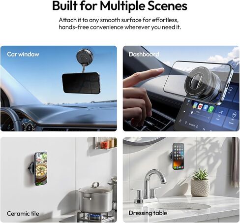 حامل هاتف Ulanzi SK-25 للسيارة لـ Magsafe ، Cancum Cup Cup Magnetic Phone Mount ، 360 ° MAGMOUNT للهاتف القابل للتعديل للسيارة/البلاط/الصالة الرياضية/المرآة ، تحميل ما يصل إلى 1 كجم ، قوة مغناطيسية ≥14n （أسود） in Kuwait