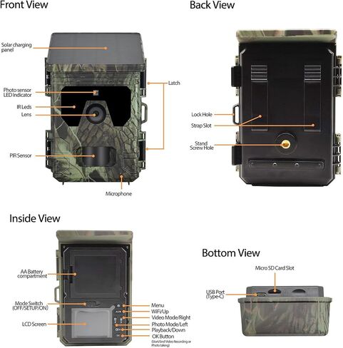 HC-600A Camera Trail Camera 50mp 4K مع رؤية ليلية ، حركة كاميرا لاسلكية مقاومة للماء يتم تنشيطها باستخدام بطاقة الذاكرة وجبل in Saudi Arabia