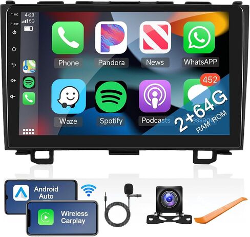 2+64G لـ Honda CRV 2007-2011 Android Car Stereo مع Carplay/Android Auto ، 9 بوصة الشاشة التي تعمل باللمس لراديو Bluetooth Car دعم WiFi GPS الملاحة USB FM/RDS SWC HIFI كاميرا الصوت in Saudi Arabia