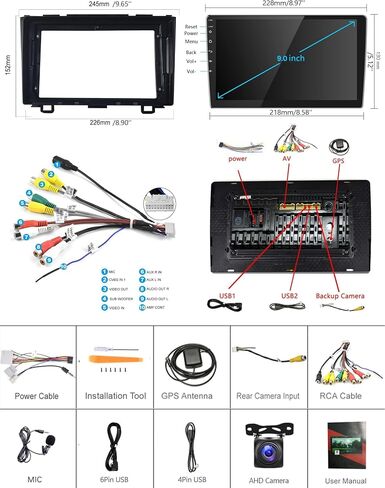 2+64G لـ Honda CRV 2007-2011 Android Car Stereo مع Carplay/Android Auto ، 9 بوصة الشاشة التي تعمل باللمس لراديو Bluetooth Car دعم WiFi GPS الملاحة USB FM/RDS SWC HIFI كاميرا الصوت in Saudi Arabia