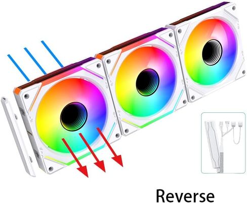 Computer Case Fans Reverse 120mm ARGB - 5V 3Pin PWM Daisy Chain, Infinity Mirror Module for PC Cases & Liquid Cooling (White) in Kuwait