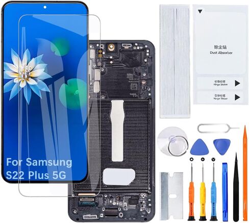 شاشة عرض H & Lycyj لشاشة Samsung Galaxy S22 Plus 5G TFT S906U S906U1 S906W LCD Screen Screen Armebly Kit (Black with Frame ، بدون بصمة ، إصدار الولايات المتحدة) in Kuwait