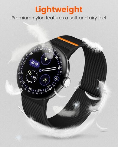 شريط نايلون مسدود لـ Google Pixel Watch 4/3 45 ملم ، حزام حلقة مرن ناعم للتنفس لمشاهدة البكسل 45 ملم مع موصل الفولاذ المقاوم للصدأ معشقًا in Kuwait