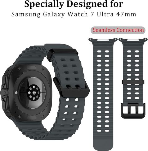 Elaikement Compatible with Samsung Galaxy Watch 7 Ultra 47mm Band, Soft Sport Silicone Breathable Strap Watch Bands Men Women for Samsung Galaxy Watch Ultra 47mm (2024) in Saudi Arabia