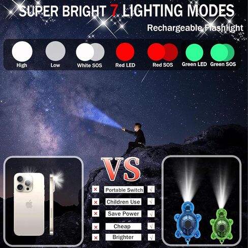 3PCS Set Turtle Keychain Flashlights, 7 Modes LED & SOS Emergency Rechargeable Mini Flashlight Key Ring Handbag Bag Purse Keychains Set Nurse Animal Keychain Lights, Outdoor Adventures (Small) in Kuwait
